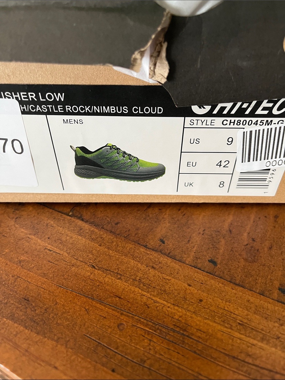 Hi-Tec Men’s Lime Green and Gray Athletic Trail Shoes - Picture 4 of 4